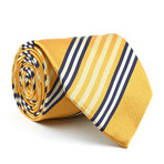 Silk Tie // Yellow + Blue + White Diagnal Stripe