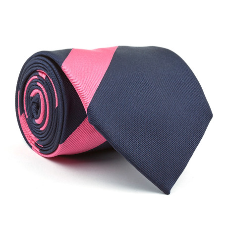 Bold Striped Silk Tie // Pink + Dark Blue