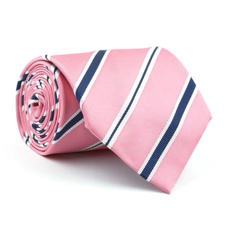 Bold Striped Silk Tie // Pink + White + Blue