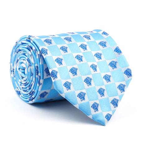 Silk Tie // Light Blue Medusa Check