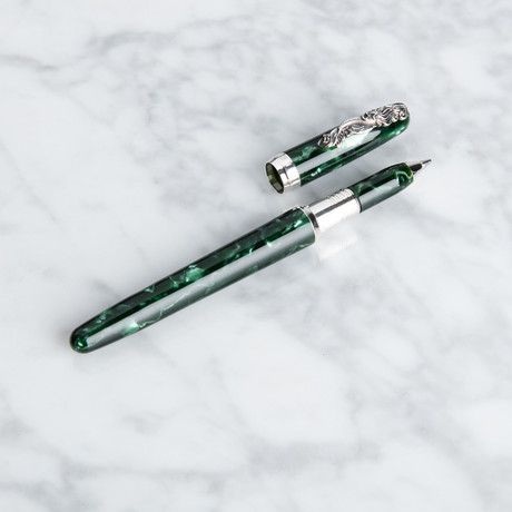 Tibaldi Art Nouveau Malachite Mermaid Ball Point Pen
