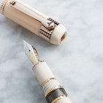 Tibaldi Divina Fountain Pen // Broad Nib // Ivory + Rose Gold