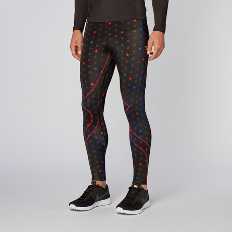 Stabilyx Printed Tights // Black + Red + Blue (S)