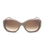 Hamon Rounded Sunglasses // Light Brown + Red + White