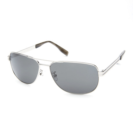 Cyrille Rounded Aviator // Silver + Black