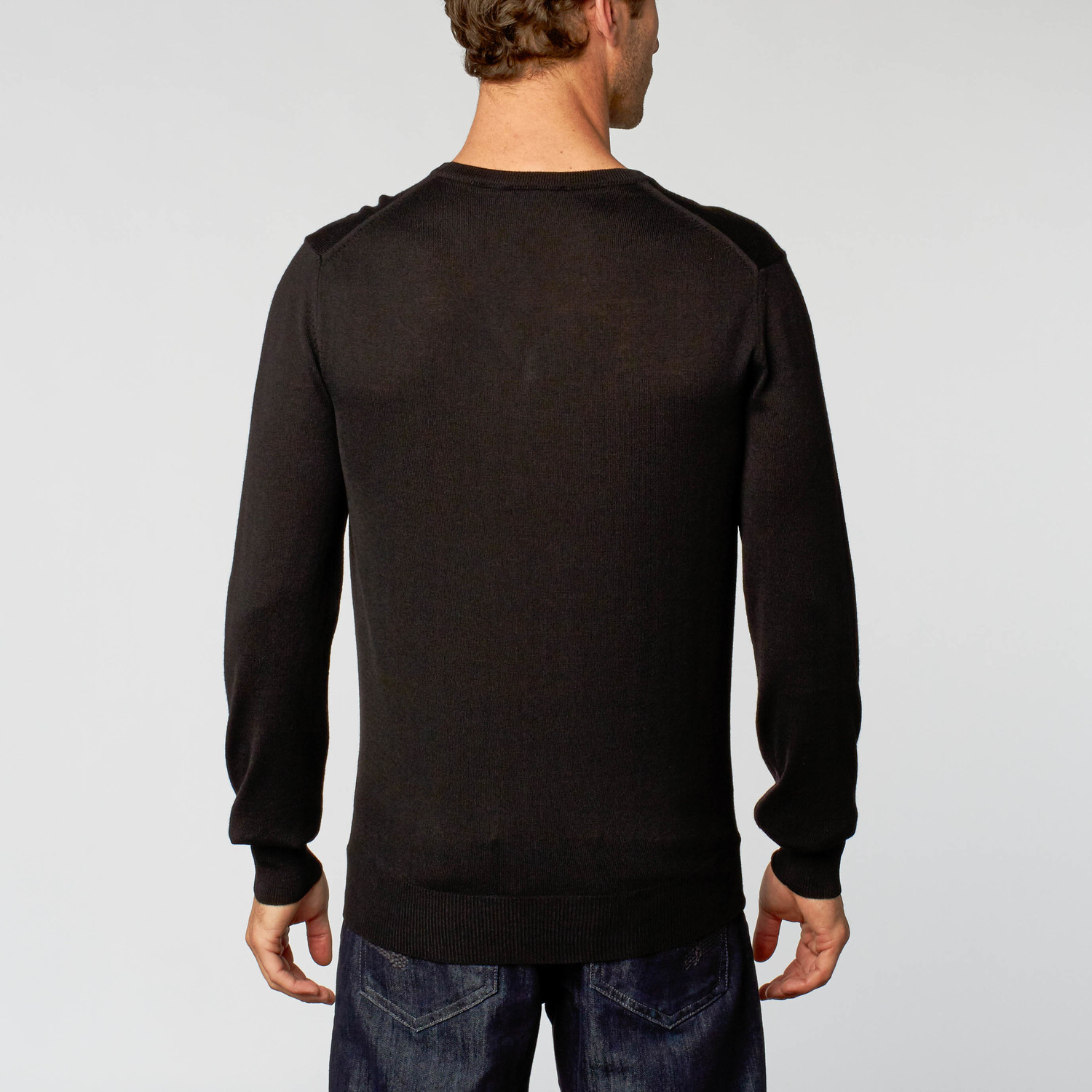 Versace // V Neck Sweater + Half Medusa Embroidery // Black (S ...