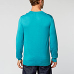 Versace // Crew Neck Sweater + Half Medusa Embroidery // Turquoise (L)