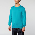 Versace // Crew Neck Sweater + Half Medusa Embroidery // Turquoise (L)