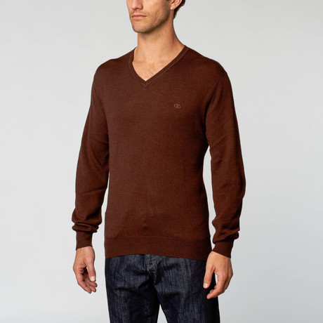 Wool V-Neck Sweater // Burgundy (S)