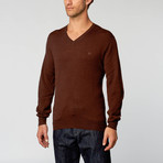 Wool V-Neck Sweater // Burgundy (XL)