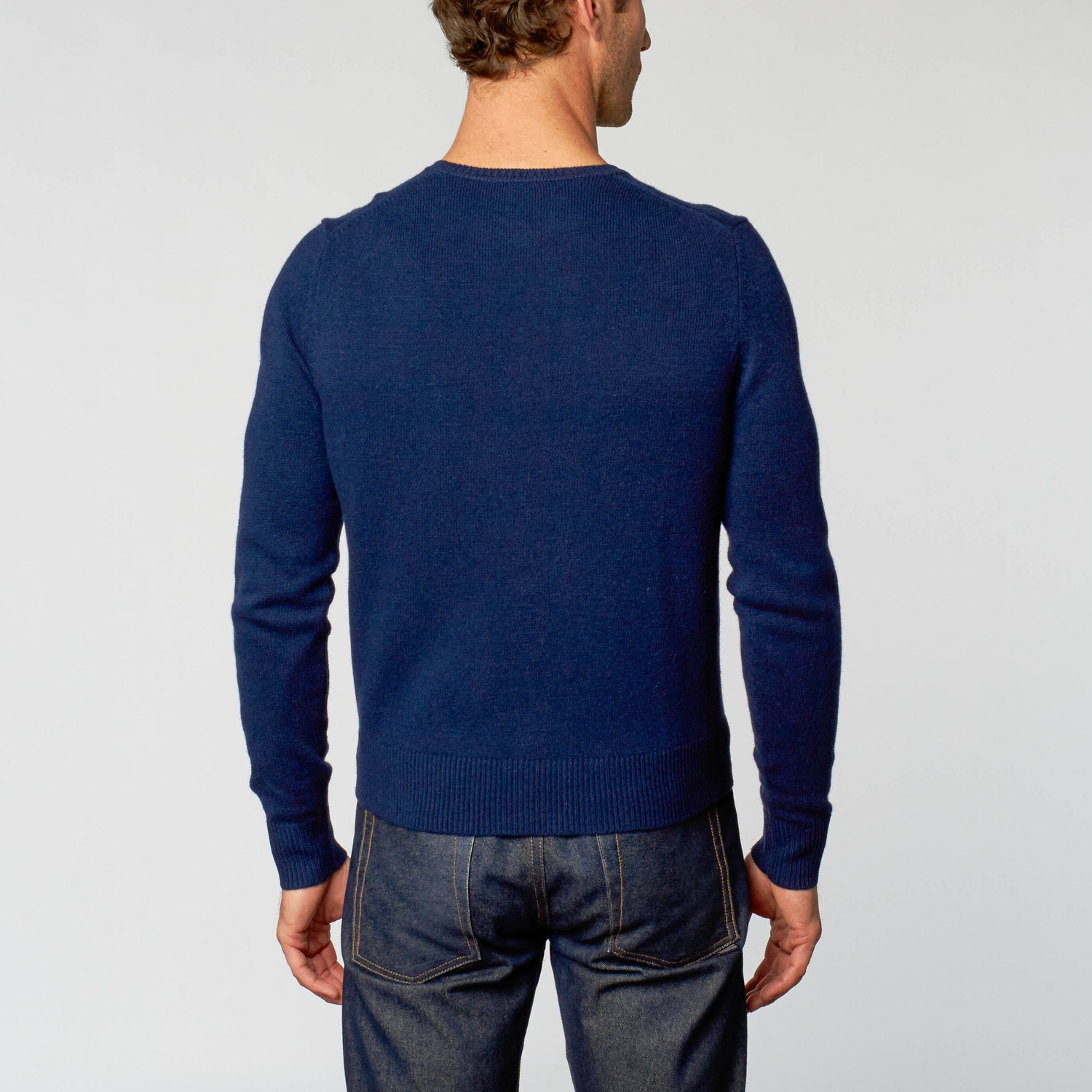 Crew Neck Sweater // Navy Blue (S) - Italian Luxury Sweaters - Touch of ...