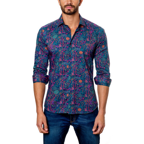 Bold Paisley Button-Down Shirt // Fuschia (S)