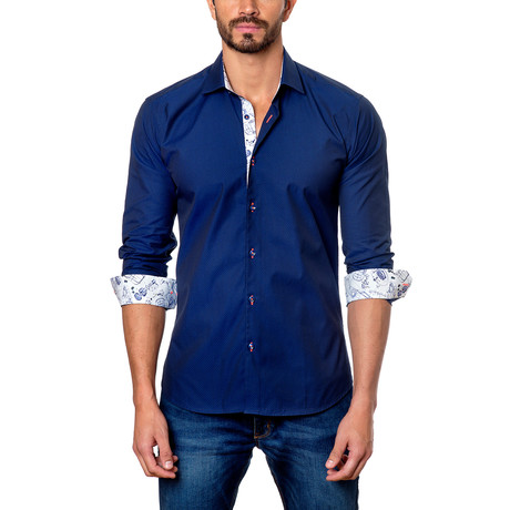 Car Sketches Placket Button-Down Shirt // Blue (S)