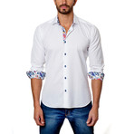 T Button-Up + Paisley Detail // White (M)