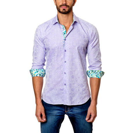 Geometry Placket Button-Down Shirt // Lavender (S)