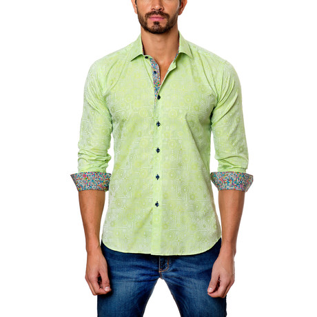 Disco Dot Placket Button-Up Shirt // Lime (XL)