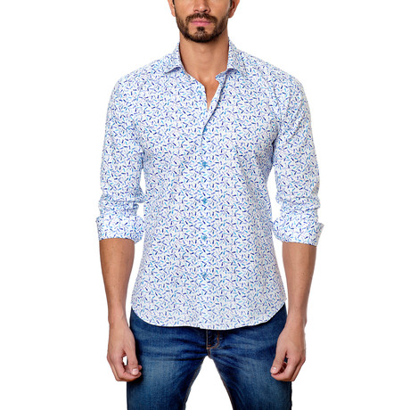 Jared Lang // All the Fish in the Sea Button-Down Shirt // White (S)