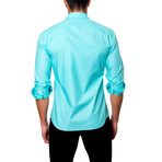 Block Chevron Placket Button-Down Shirt // Mint (L)