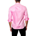 Block Chevron Placket Button-Up Shirt // Pink (3XL)