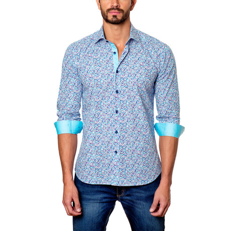 Stained Glass Button-Down Shirt // Turquoise (S)