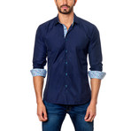 Stained Glass Placket Button-Down Shirt // Navy (S)