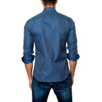 Dotted Placket Button-Down Shirt // Dark Blue (XL)