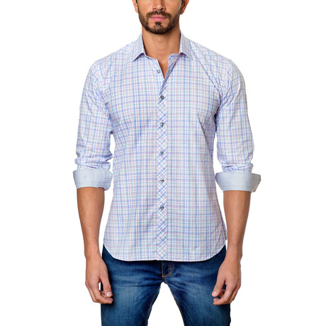 Jared Lang // Plaid Button-Down Shirt // Light Blue (S)