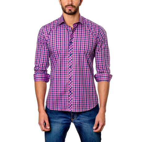 Jared Lang // Medium Graph Button-Down Shirt // Purple (2XL)