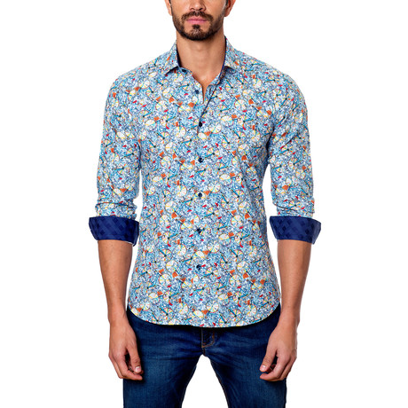 Jared Lang // Bicycles Button-Up Shirt // Blue (S)