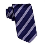 Striped Tie // Navy + Silver