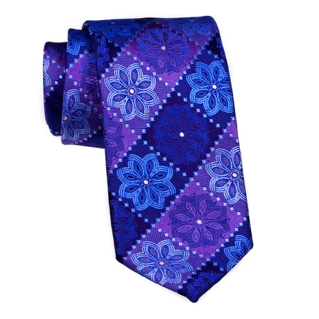 Floral Tiled Tie // Purple + Blue