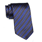 Striped + Brick Tie // Charcoal + Blue