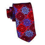 Floral Tile Tie // Red + Blue