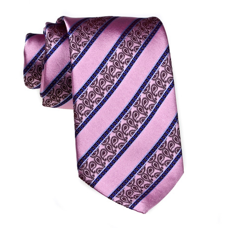 Paisley Stripe Tie // Pink + Blue