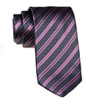 Stripe Tie // Charcoal + Dirty Pink