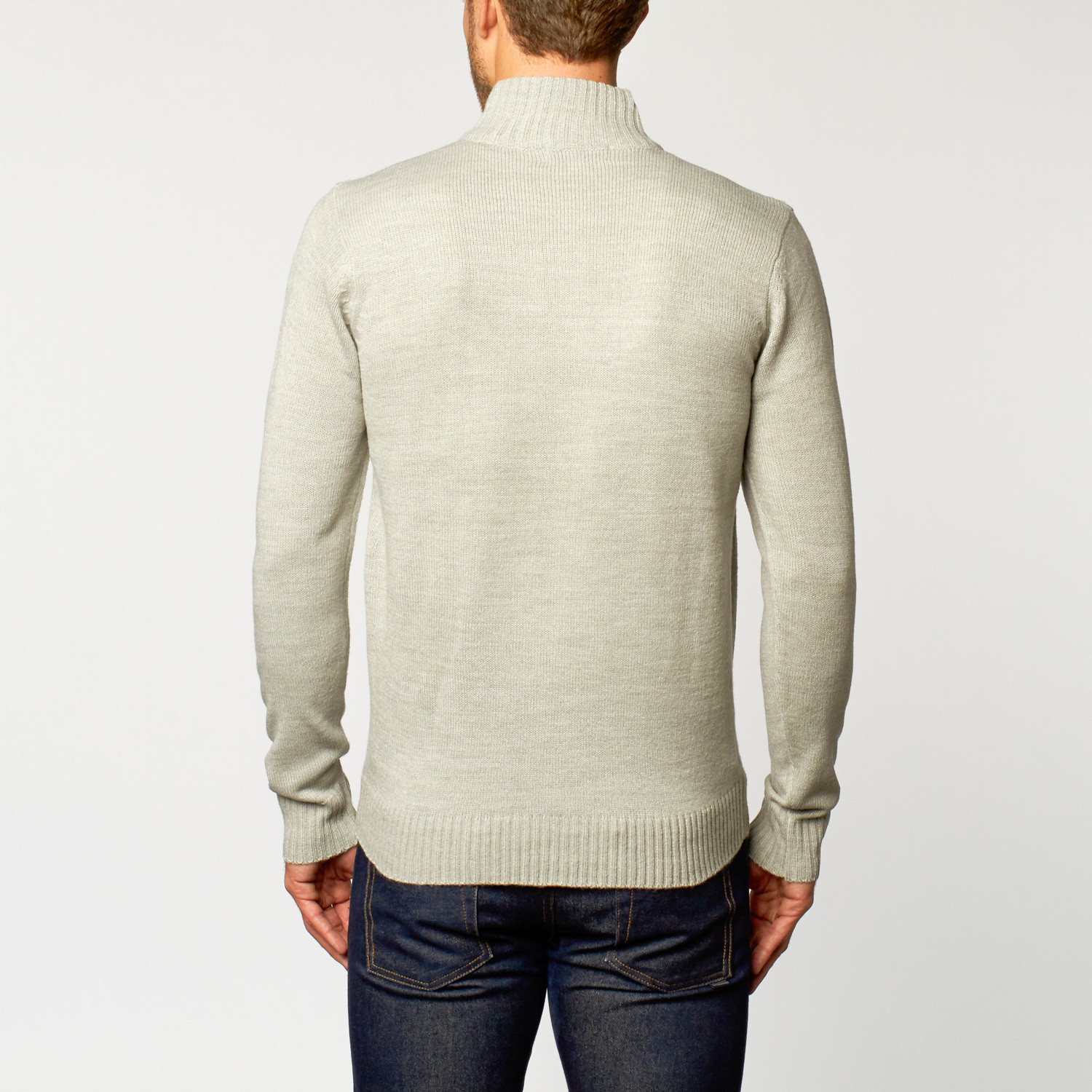 Quarter-Zip Sweater // Light Grey (2XL) - J Taverniti - Touch of Modern