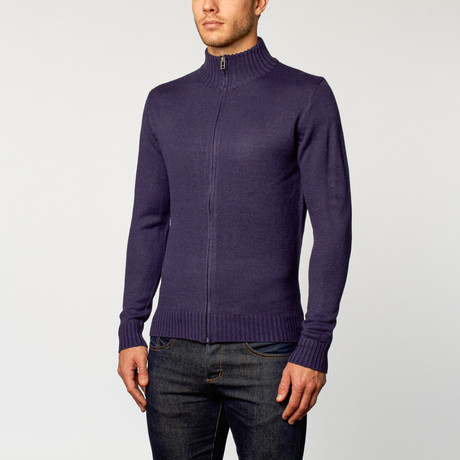Long Sleeve Zip Sweater // Navy (S)