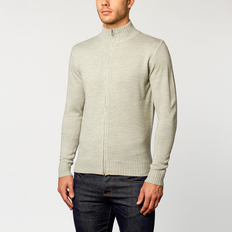 Long Sleeve Zip Sweater // Light Grey (S)