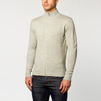 Long Sleeve Zip Sweater // Light Grey (L)
