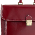 Multi-Pocket Briefcase with Strap // Red