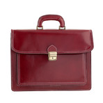 Multi-Pocket Briefcase with Strap // Red