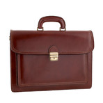 Multi-Pocket Briefcase with Strap // Brown