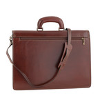 Multi-Pocket Briefcase with Strap // Brown