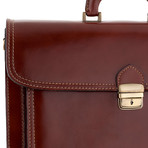 Multi-Pocket Briefcase with Strap // Brown