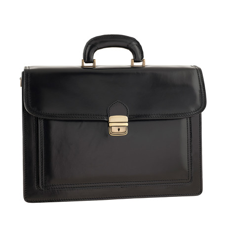 Multi-Pocket Briefcase with Strap // Black