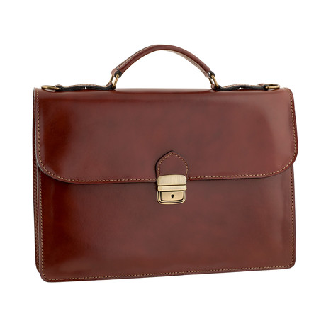 Snap Closure Briefcase // Brown