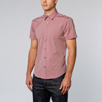 Short-Sleeve Solid Jacquard Button-Up // Red (2XL)