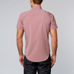 Short-Sleeve Solid Jacquard Button-Up // Red (2XL)