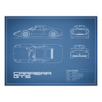 Porsche Carrera GTS // Blue (Print // 18"W x 24"H x .01"D)