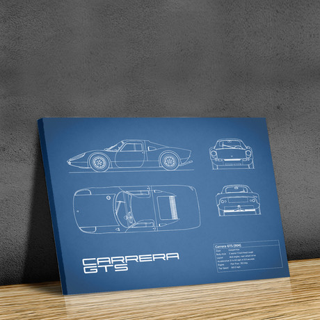 Porsche Carrera GTS // Blue (Print // 18"W x 24"H x .01"D)